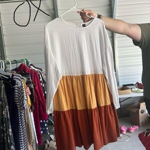 Colorblock Long Sleeve Dress